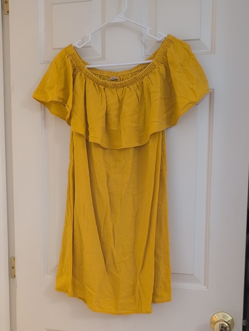 Old Navy Mustard Yellow Off-Shoulder Ruffle Dress